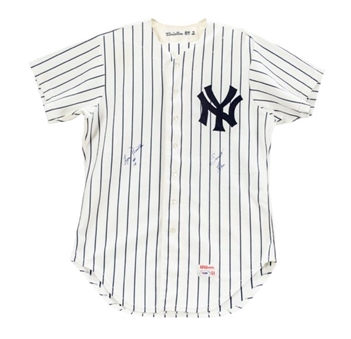 Lou Piniella 1985 New York Yankees Game Worn and Signed Home Coaches Jersey w/"Sweet Lou" Inscription